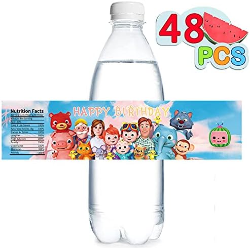 Jojo Kavun Doğum Günü Partisi Malzemeleri için 48 ADET Su Şişesi Etiketleri, karikatür Parti Malzemeleri Çıkartmalar
