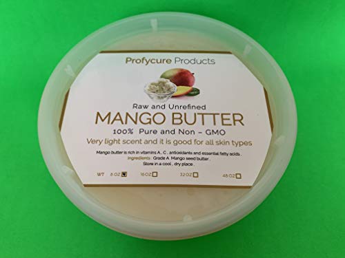 Mango Yağı 8 oz (1/2 Lb) Doğal Rafine Edilmemiş Saf %100 Ham , Nemlendirici, Kokusuz, Heksan içermeyen Yumuşak Esnek
