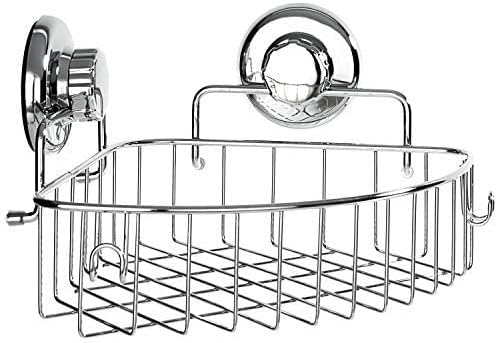 HASKO aksesuarları-Vantuzlu Köşe duş Rafı-Banyo Depolama için Paslanmaz Çelik Sepet (Krom)