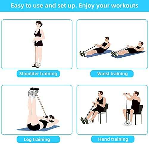 PEN&H Çok Fonksiyonlu Gergi Halatı – 4 Tüp Direnç Bantları Kolları-Sit Up Egzersiz Ekipmanları ev jimnastik salonu