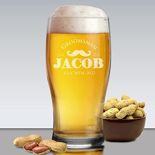 Monogrammed Kazınmış Pilsner bira kupası Pub Cam-Özel Kazınmış Kişiselleştirilmiş Groomsmen bira bardakları Hediyeler-20