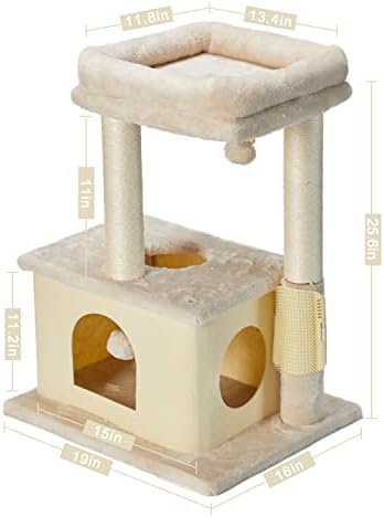 MECOOL Kedi Ağacı,Kınamak Kediler Kule Yatakları ve Sarkan Top Oyuncakları ile tırmalama Direkleri, masaj Fırçası