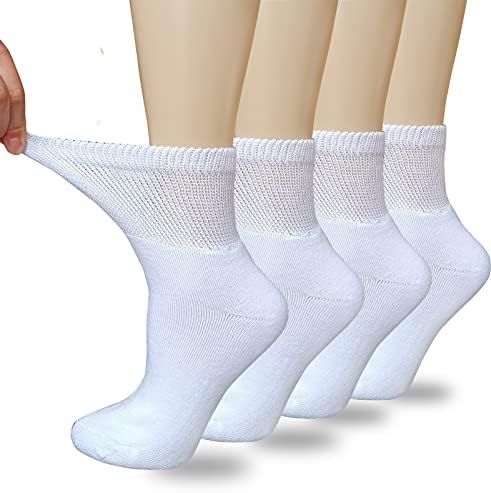 VEIGIKE Kadın Diyabetik Çorap Yumuşak Nefes Nem Esneklik Çeyrek Ayak Bileği Çorap, ekstra Geniş Bağlayıcı Olmayan