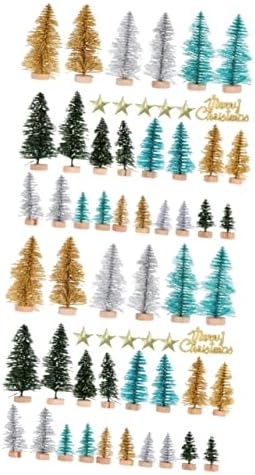 NOLİTOY 98 Adet Mini Noel Ağacı para Mesa De Masa Noel Ağacı Noel Süsleme Torbalı Don Ahşap Sahte Kar Don Ağaçları