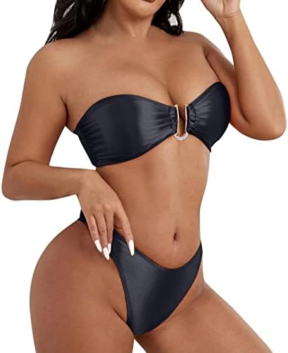 Hafifletmek Bikini Bölgesi Kadın Bandeau Bandaj bikini seti Push Up Brezilyalı Mayo Beachwear Mayo Seksi