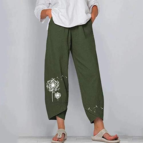 Gufesf kadın yazlık pantolonlar 2023, kadın Yaz Kırpılmış Pamuk Keten Kapriler Pantolon Baggy harem cepli pantolon
