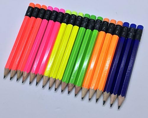 Silgili Golf Kalemleri-Golf, Sınıf, Sıra, Kısa, Mini, Yarım Altıgen, Bilenmiş, 2 Kurşun Kalem, Renkli Çeşitli Neonlar,