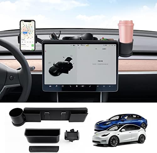 Shademax ile Uyumlu Ekran telefon tutucu 2020-2023 Model Y /2017-2023 Tesla Modeli 3 Aksesuarları Bardak Tutucu Cep