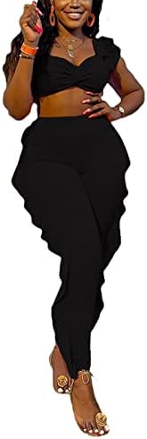 Annystore kadın Seksi İki Parçalı Kıyafetler Bir Omuz Kırpma Üst Uzun pantolon seti Tulum Clubwear