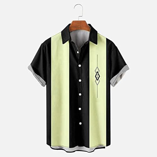 BEUU erkek Casual Düğme Aşağı Kısa Kollu Gömlek Yaz Plaj Düzenli Fit Vintage Patchwork havai gömleği Erkekler için