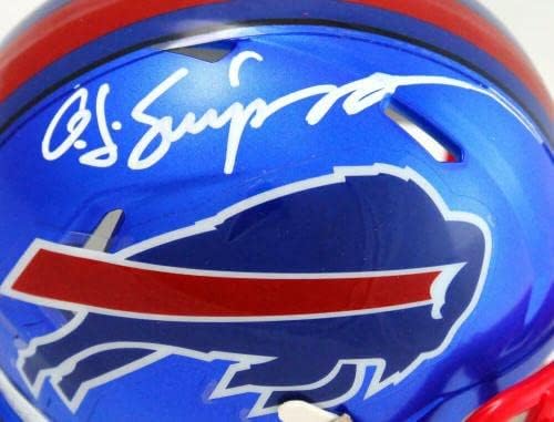 OJ Simpson İmzalı Buffalo Bills Flaş Hızlı Mini Kask - JSA W *Beyaz İmzalı NFL Mini Kasklar