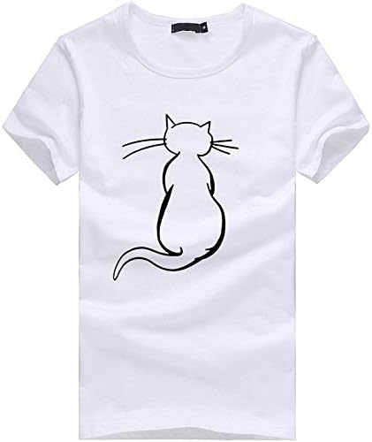 Egzersiz Gömlek Kadınlar Casual Kedi Kollu Artı Üstleri Baskı Tees Kadın Boyutu Kısa Gömlek Bluz Kızlar Kadınlar Egzersiz