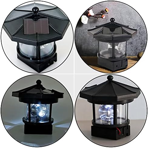 Hemoton LED güneş Deniz Feneri 360 Derece Dönen dış mekan güneş enerjili lamba İşaretleri Kulesi Çim Patio Yard Bahçe