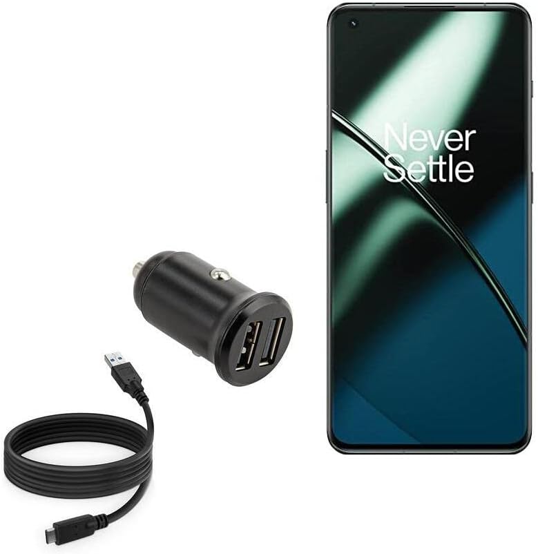 OnePlus 11 5G ile Uyumlu BoxWave Araç Şarj Cihazı - DirectSync Kablosu (4W) ile Minimus Araç Şarj Cihazı, OnePlus