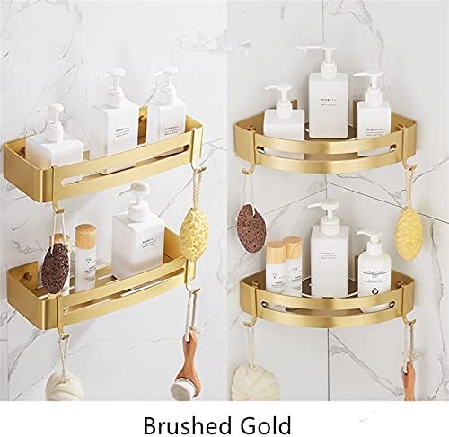 EVSER Banyo Rafı Köşe Rafı Duvara Monte Banyo Rafı Fırçalanmış Altın Alüminyum Banyo duş rafı Banyo Şampuanı Tutucu