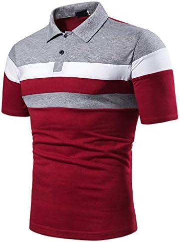 XXBR Esneklik Çizgili erkek t-shirtü İlkbahar / Yaz Spor Üst Atletik Düğme Aşağı Gömlek Kısa Kollu Henley Gömlek