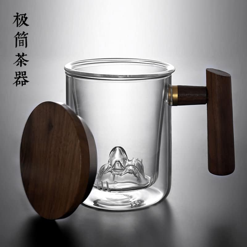 YiYLunneo Uzak dağ çay su ayırma çay bardağı ofis cam su bardağı erkekler ve kadınlar basit Japon fincan filtre çiçek