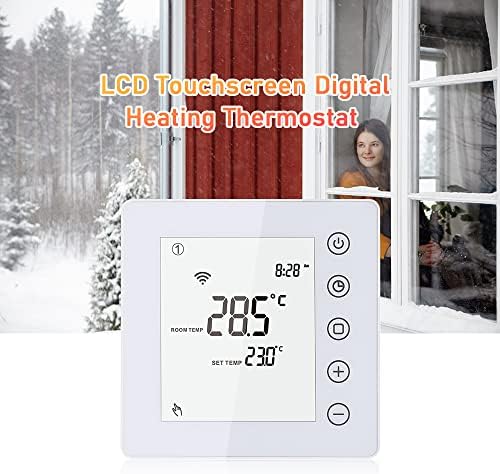 WiFi Termostat, Geevorks programlanabilir termostatlar 16A elektrikli ısıtma termostatı APP uzaktan kumanda, LCD Dokunmatik