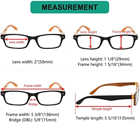 Eyekepper okuma gözlüğü yaylı menteşeler Kadınlar için 5 Paket Siyah-sarı Çerçeve Okuyucular + 2.00