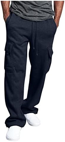 DIYAGO Kargo Pantolon Erkekler için Şık Moda Düz Casual Jogger Egzersiz spor pantolonlar Çok Cepli Düzenli Fit Pantolon