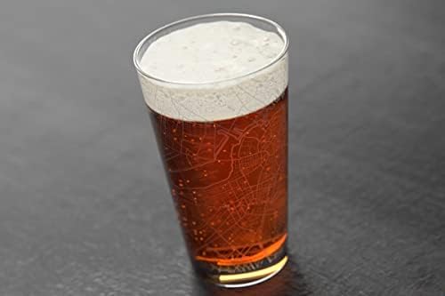 Iyi Kazınmış Boston Massachusetts Haritası Pint Cam Kazınmış bira bardağı Hediye (16 oz, Açık) şehir Haritası Pint