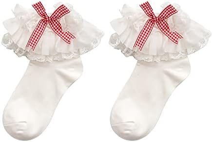 THBMKJ Kadın Fırfır Pamuk Prenses Çorap Kızlar Harajuku Rahat Çorap Sevimli Süper Büyük Lolita dantel papyon Çorap