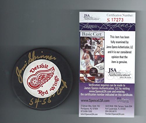 Jim Skinner İmzalı Detroit Red Wings Siper Diski JSA Kimliği Doğrulanmış-İmzalı NHL Diskleri