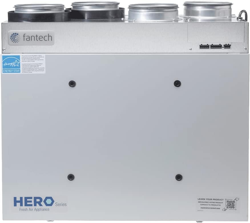 Fantech HERO150H 6 Üst Kanal Bağlantısı Temiz Hava Cihazı HRV, 160 Cfm, 120 A