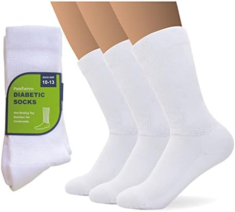 Panfurco Diyabetik Çorap Erkekler ve Kadınlar için 3 Çift, Bağlayıcı Olmayan Uzun Diyabet Çorapları, Yumuşak Pamuklu