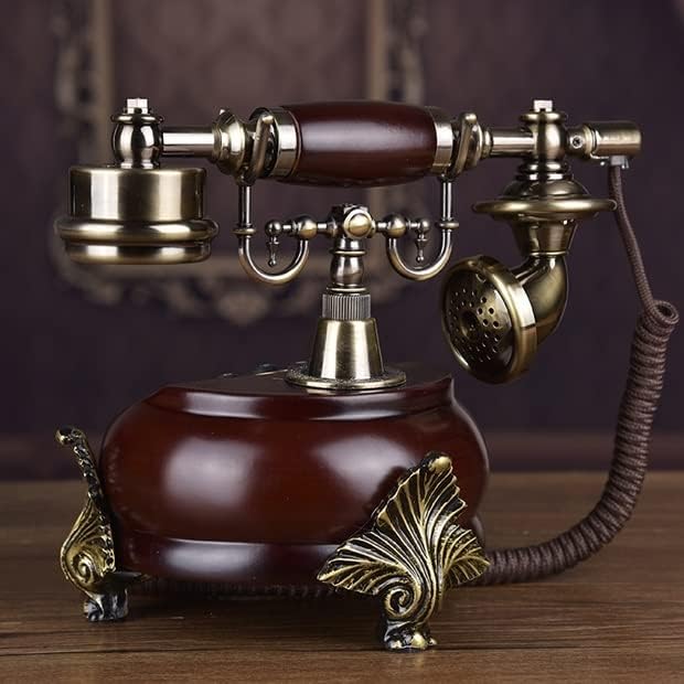 GaYouny Retro Telefon Amerikan Kablolu Telefon Dekorasyon Sabit Ofis Masası Klasik Bas-Çevir Odası Ev Telefonu (Renk: