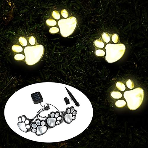 Güneş köpek kedi hayvan pençe baskı ışıkları, LED güneş bahçe yolu çim Yard dekor lambası, kedi, yavru hayvan bahçe