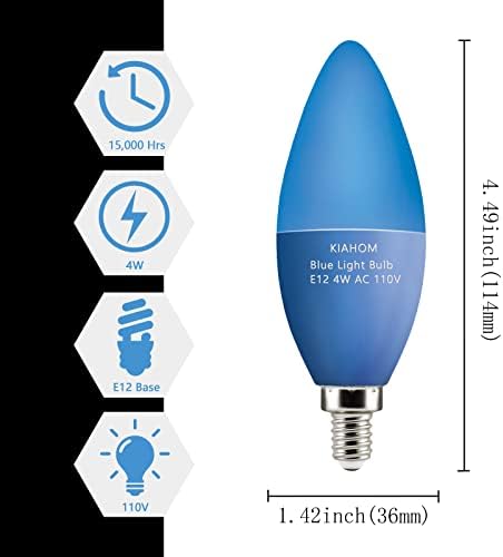 Kıahom LED Mum Mavi Ampul 4 Paket, 4W Mavi Ampul 40 Watt Renkli Ampul yerine, E12 Mavi LED ışıklar, Noel Ampulü, Parti