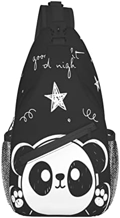 Panda asma sırt çantası, Crossbody tek kollu çanta Seyahat Yürüyüş Daypacks Desen Halat Göğüs Omuz Sırt Çantası Panda