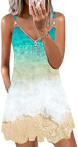 ETCYY Yaz Elbiseler Kadınlar için 2023 Plaj Boho Çiçek Baskı Cover Up Kolsuz Spagetti Kayışı Yensiz Cepler ile