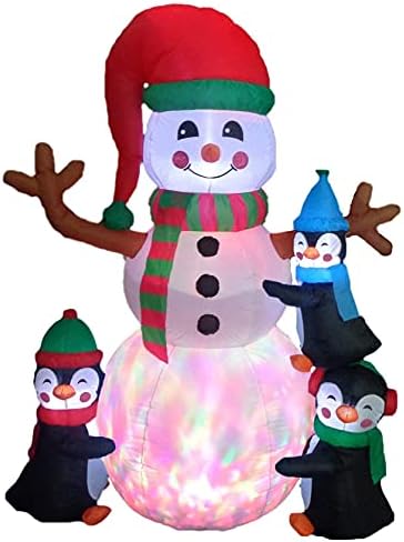 İki Noel partisi süslemeleri paketi, 6 ayak boyunda Noel şişme üç sevimli penguenler bina kardan adam ve penguen patlaması
