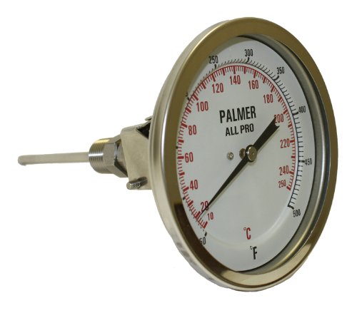 Palmer 5AP6-40/160F&C Tüm Pro Kaynaklı Paslanmaz Çelik 304 Bimetal Termometre, -40 / 120 F Aralığı, 5 Dial, 6 Kök,