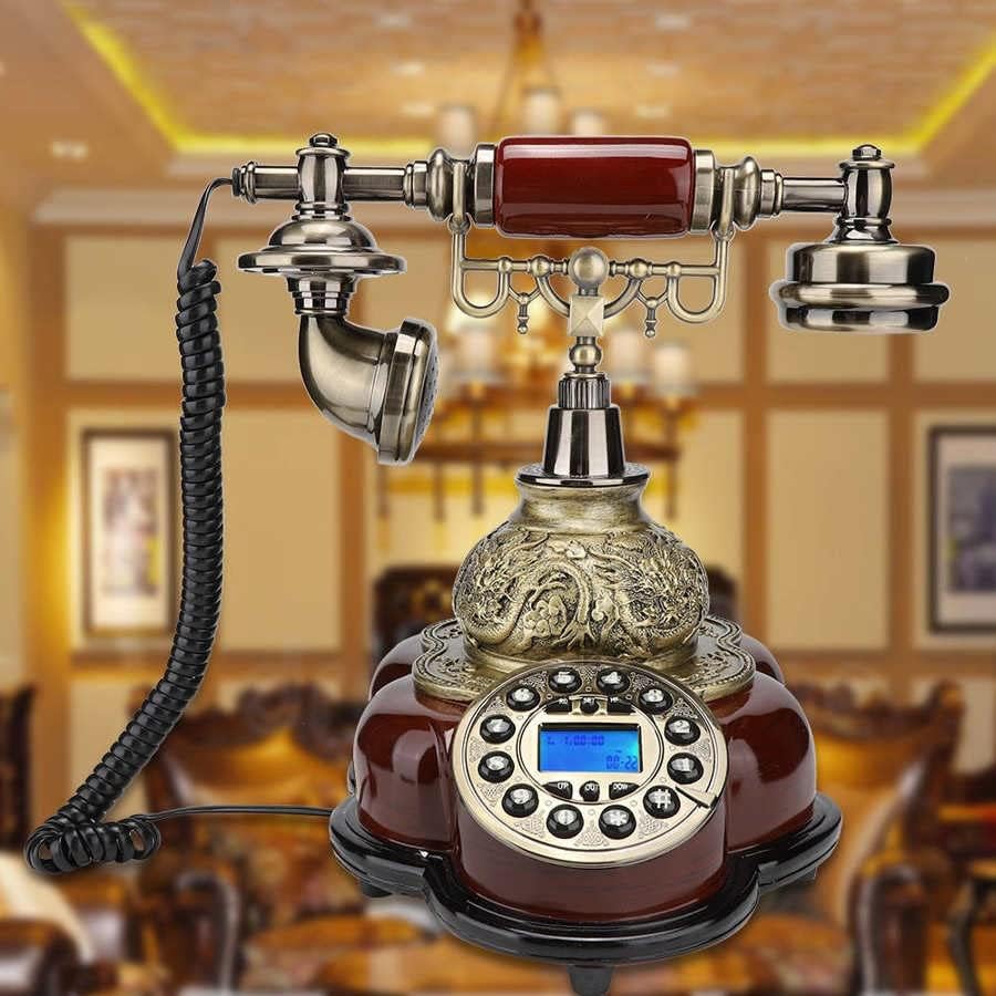 KALİTELİ Antika Kablolu Telefon Sabit Dijital Retro Telefon Düğmesi Arama Vintage Dekoratif katı ahşap Telefonlar