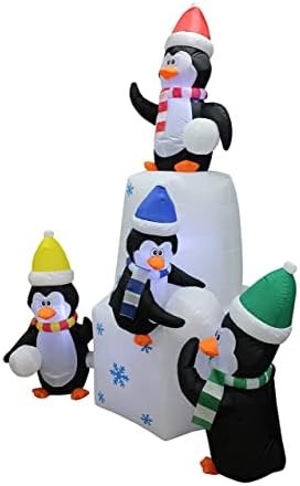 İki Noel partisi süslemeleri paketi, penguen hediye kutusu Noel ağacı ile 8 ayak boyunda şişme kardan adam küre ve