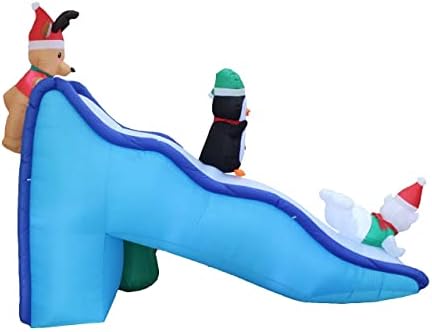 İKİ noel partisi süslemeleri paketi, 14 ayak boyunda büyük şişme Noel baba ve 9 ayak uzunluğunda şişme penguen ren