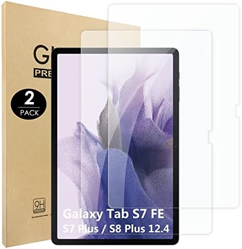 Hianjoo [2'li Paket] Samsung Galaxy Tab S8 Plus/ S7 FE/ S7 Plus 12.4 ile Uyumlu Ekran Koruyucu, Temperli Cam Filmi