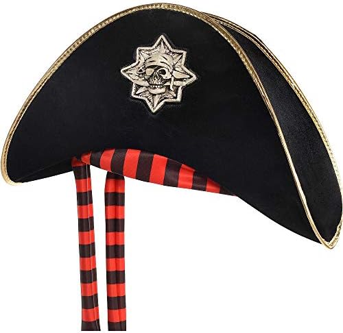 HalloCostume Serin Eğlenceli Kostüm Şapka Tema Siyah Kafatası ve Crossbones korsan şapkası ile Uyumlu