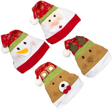 Amosfun Çocuklar Noel baba şapkası 4 adet Noel noel baba şapkası s Noel Kardan Adam Ren Geyiği Sevimli Noel Şapka