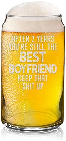 Veracco 2 Yıl Sonra Hala en iyi erkek arkadaşsın Bira Bardağı Bira Bardağı Komik Doğum günühediye Babalar Günü (Şeffaf