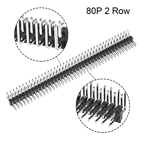 uxcell Sağ Açı Başlığı Pin 80P 2 Satır 2.54 mm Pitch Gümüş Ton Pin PCB için 4 adet